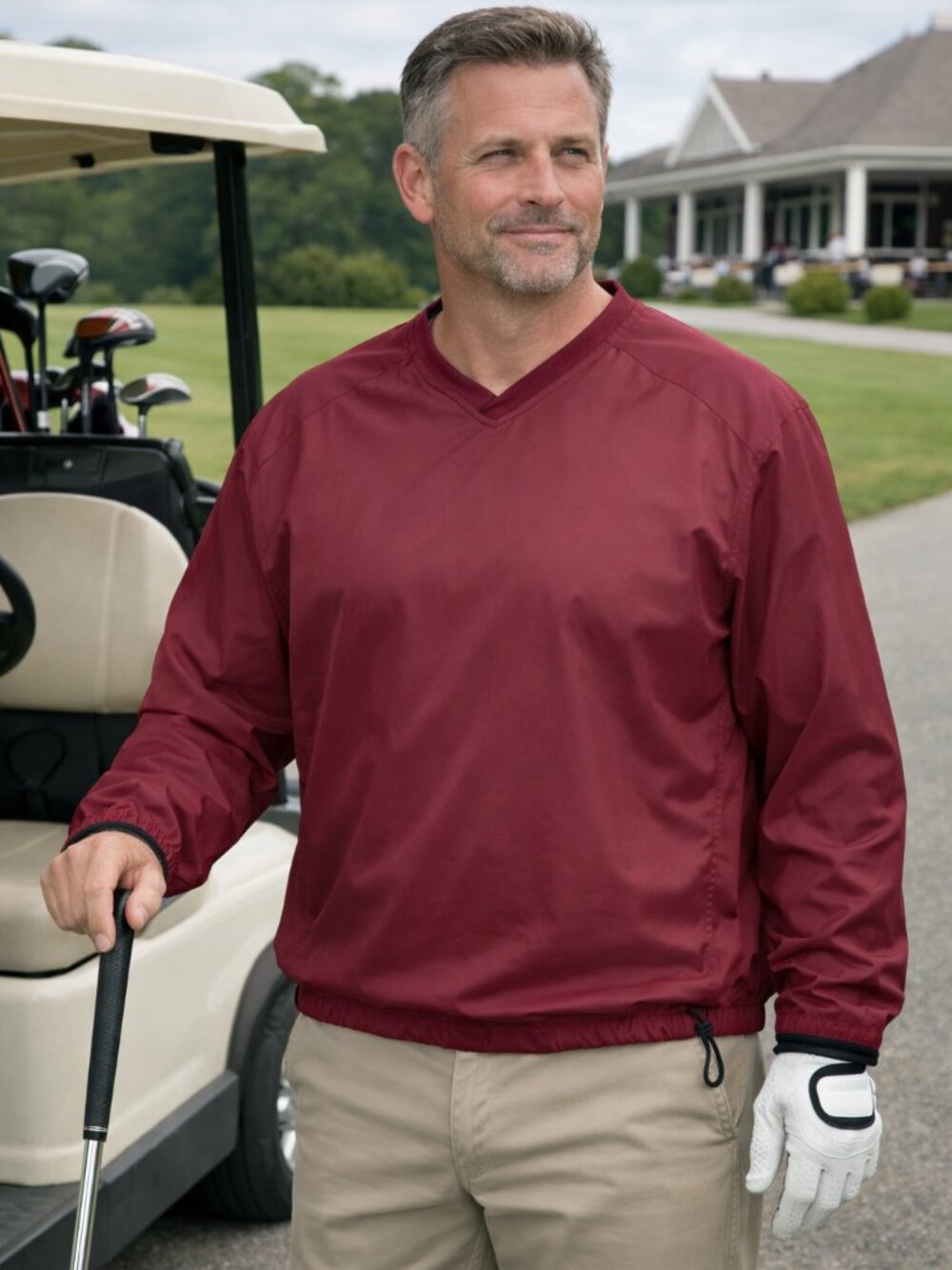 Team 365 Maroon V-Neck Long Sleeve Golf  Windbreaker Pull Over  Size 2XL/2TG